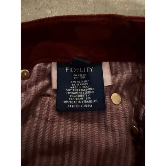 Fidelity 'Stevie' Velvet Jean - 31, Merlot - Picture 5 of 7